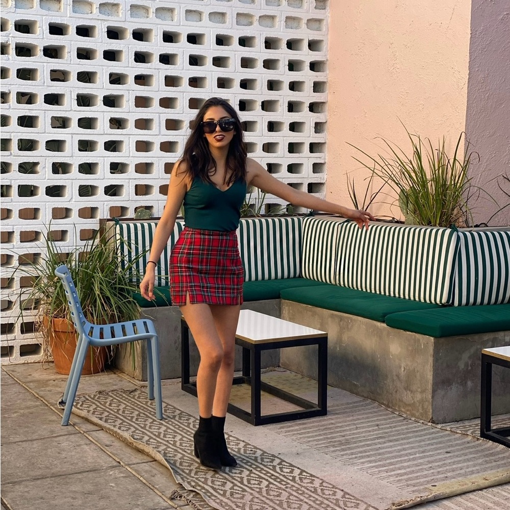 Plaid skirt, wearing actual skirt shown in cover picture